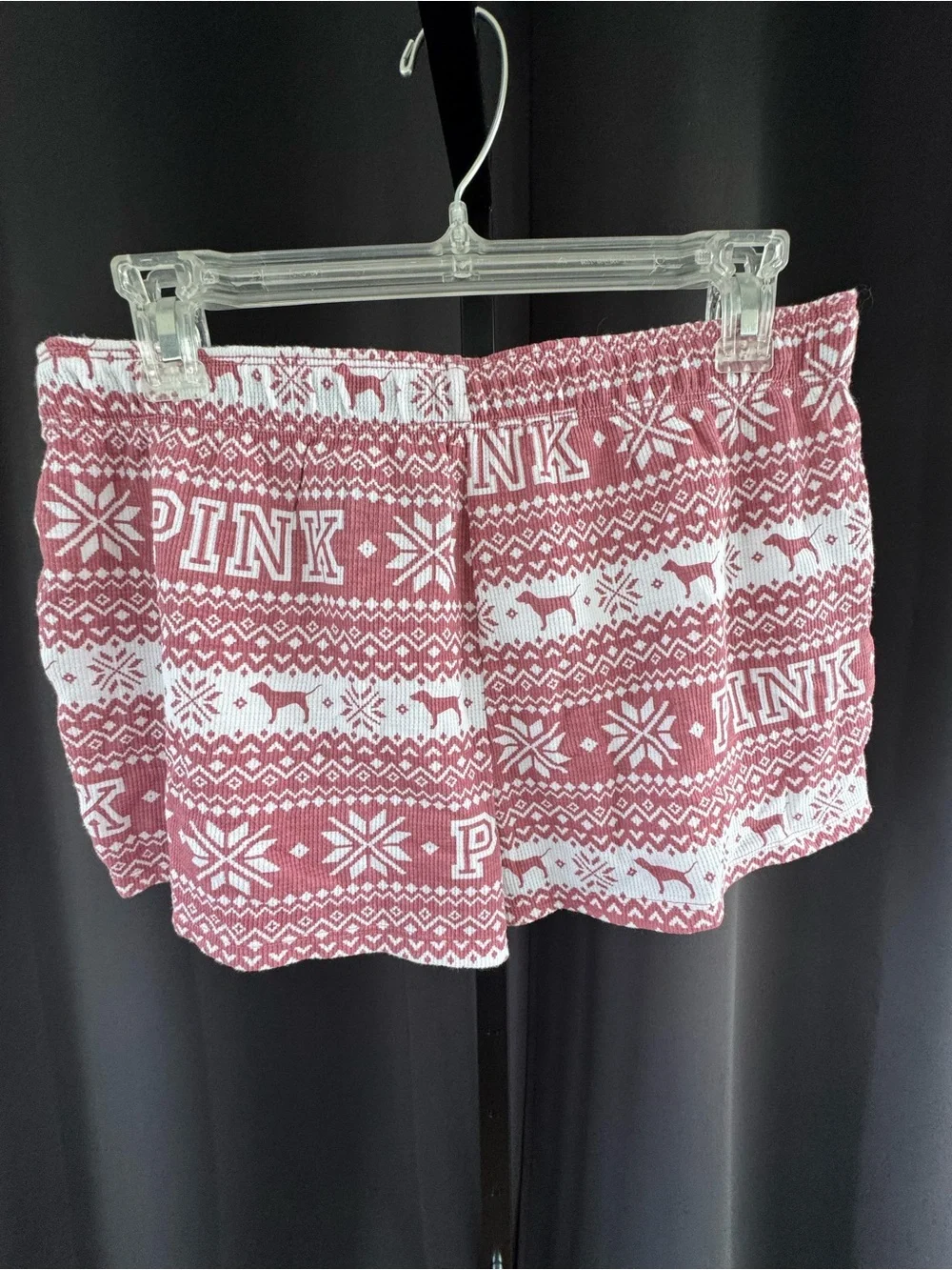 PINK Victoria's Secret mauve  and White Holiday Knit Lounge Shorts - Picture 2 of 3